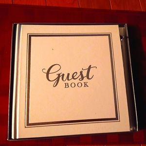 White with silver letters Wedding Guest Book